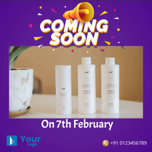 Image announcing the upcoming launch of Cel skincare products.