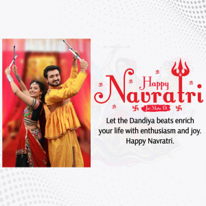 Couple celebrating Navratri with Dandiya sticks