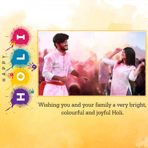 Couple celebrating Holi with colors and joy