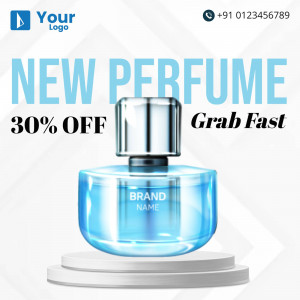 Advertisement for a new perfume with a 30% discount.