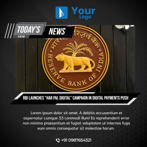 Image depicting the Reserve Bank of India logo with news about the 'Har Digital' campaign.