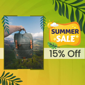 Backpack with a summer sale promotion