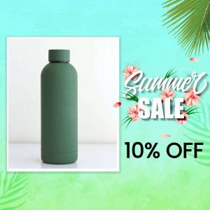 Green water bottle with summer sale promotion