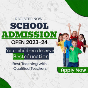 School admission advertisement with happy children