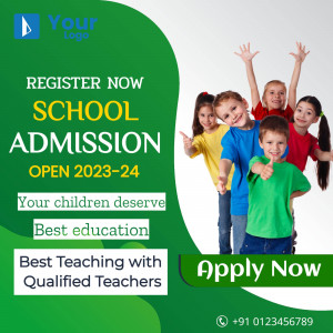 School admission advertisement with happy children