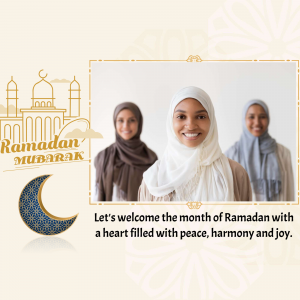 Three Muslim women smiling with Ramadan decorations