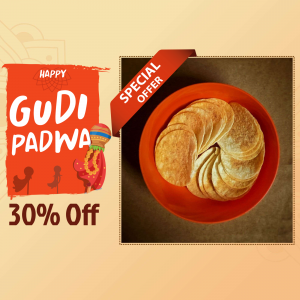 Image of traditional Gudi Padwa sweets with a special offer promotion.