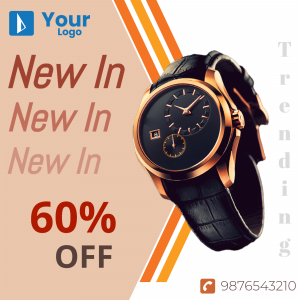 Image of a luxury watch with a 60% off sale promotion.