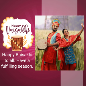 People celebrating Vaisakhi festival with traditional dance and music.