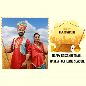 A couple in traditional Punjabi attire celebrating Baisakhi