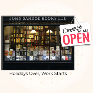 Exterior view of John Sandoe Books with an 'Open' sign