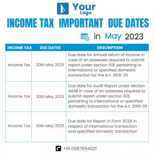 Income Tax Due Dates for May 2023