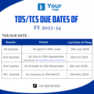TDS TCS Due Dates for Financial Year 2023-24