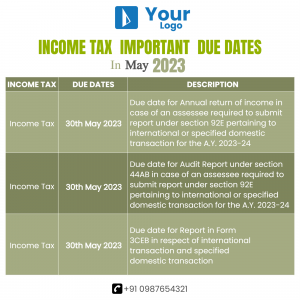 Income Tax Due Dates for May 2023
