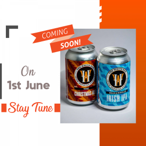 Two cans of The White Ram beer with a 'Coming Soon' announcement.