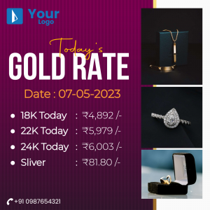 Gold rate information for May 7th, 2023 with jewelry images