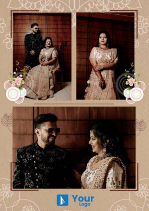 Collage of a couple in traditional Indian wedding attire