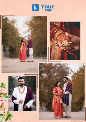 Collage of Indian wedding photos featuring a couple and intricate henna designs.