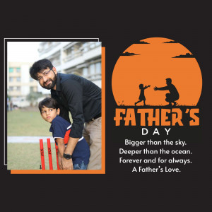 Father and son celebrating Father's Day with a sunset silhouette