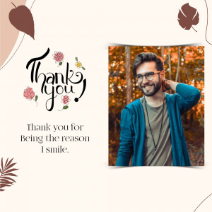 A portrait of a smiling man with a 'Thank You' graphic overlay.