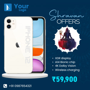 iPhone 12 with Shravan Offers and Lord Shiva image