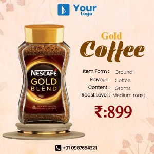 Image of Nescafe Gold Blend coffee jar with price and details.