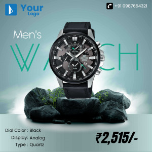 Casio Men's Analog Watch with Black Dial and Rubber Strap