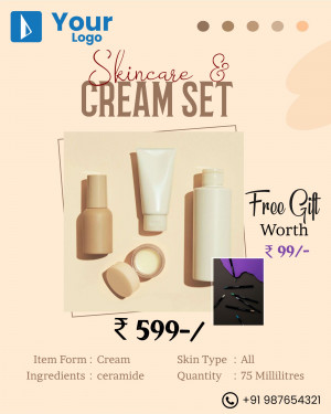 Skincare cream set with free gift offer