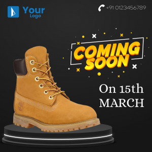 Image of a Timberland boot with a 'Coming Soon' announcement.
