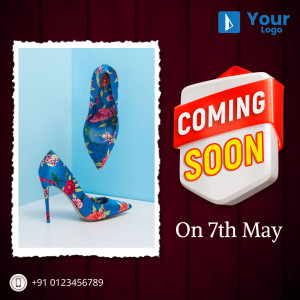 Image of floral high heels with a 'Coming Soon' banner