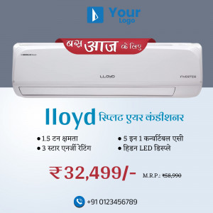 Lloyd Split Air Conditioner promotional image with price and features.