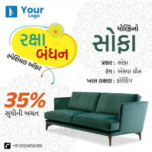 Advertisement for a sofa sale with a 35% discount.