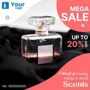 Luxury perfume bottle with a mega sale promotion