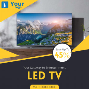 LED TV on display with a promotional offer
