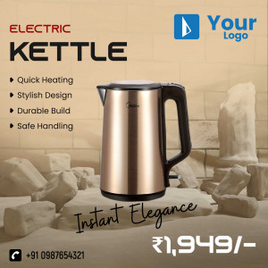 Stainless steel electric kettle with quick heating and stylish design