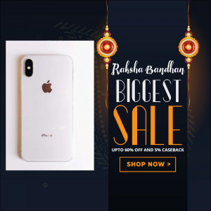 iPhone X advertisement for Raksha Bandhan sale with up to 60% off