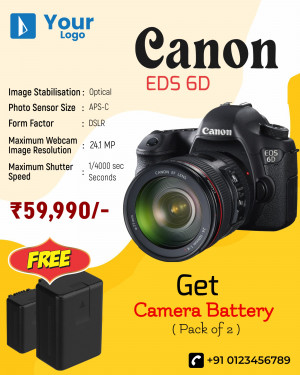 Canon EOS 6D DSLR camera with free battery pack offer