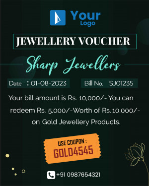 Jewellery voucher with coupon code and details