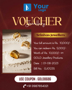 Voucher for Srinivas Jewellers with gold jewellery and coupon code