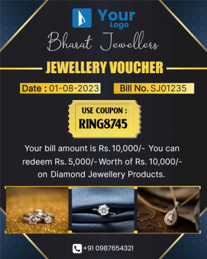 Jewellery voucher with coupon code and diamond jewellery images
