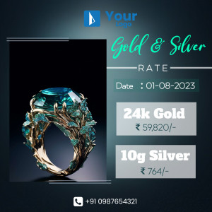 Image displaying current gold and silver rates with a featured ring.