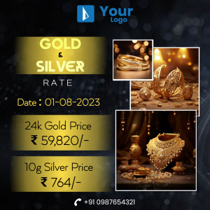 Image displaying current gold and silver prices with jewelry visuals.