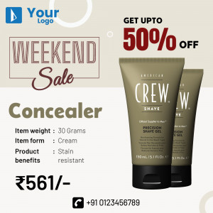 Promotional image for Crew Concealer weekend sale with 50% off.