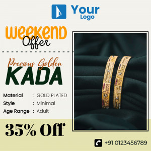 Gold plated Kada bracelet with 35% off