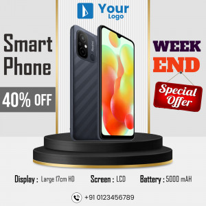 Smartphone on display with 40% off promotion