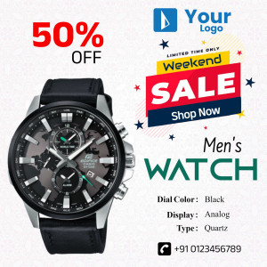 Image of a men's watch on sale with a 50% discount