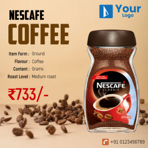 Image of Nescafe Classic coffee jar with coffee beans and a cup of coffee.