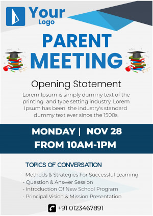 Parent Meeting Announcement with school supplies and date information