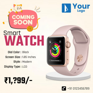 Pink Smartwatch with 'Coming Soon' banner