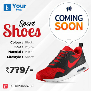 Advertisement for new black and red sport shoes